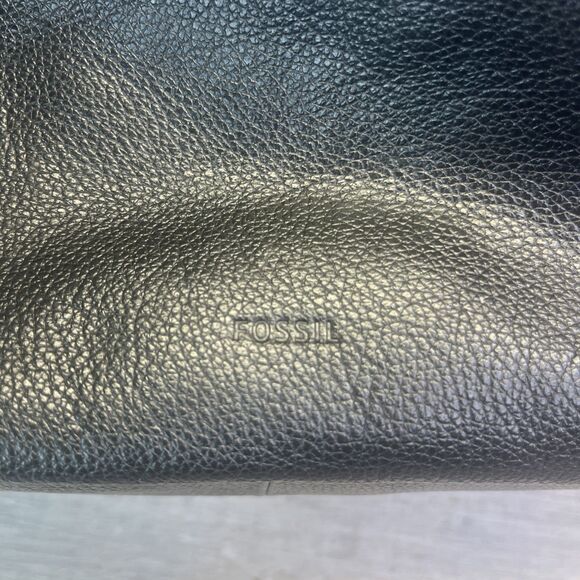 Fossil Fiona Black Zipper Pebbled Leather Tote Shoulder Bag Purse Key Charm - Picture 8 of 13
